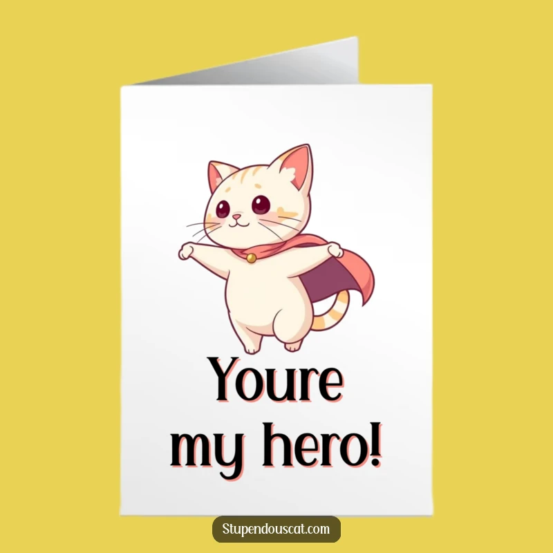 Free Printable Congrats Card: Caped Cat Crusader! Heroic Downloadable Gift.