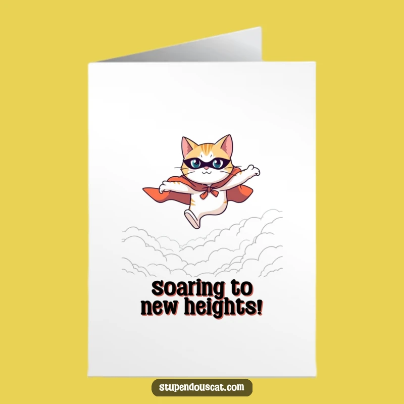 Free Printable Congrats Card: Heroic Cat Leaping, Funny Downloadable Gift