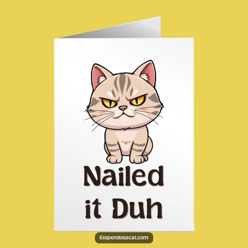 Free Printable Congrats Card: Smug Cat, Downloadable Funny Achievement Card