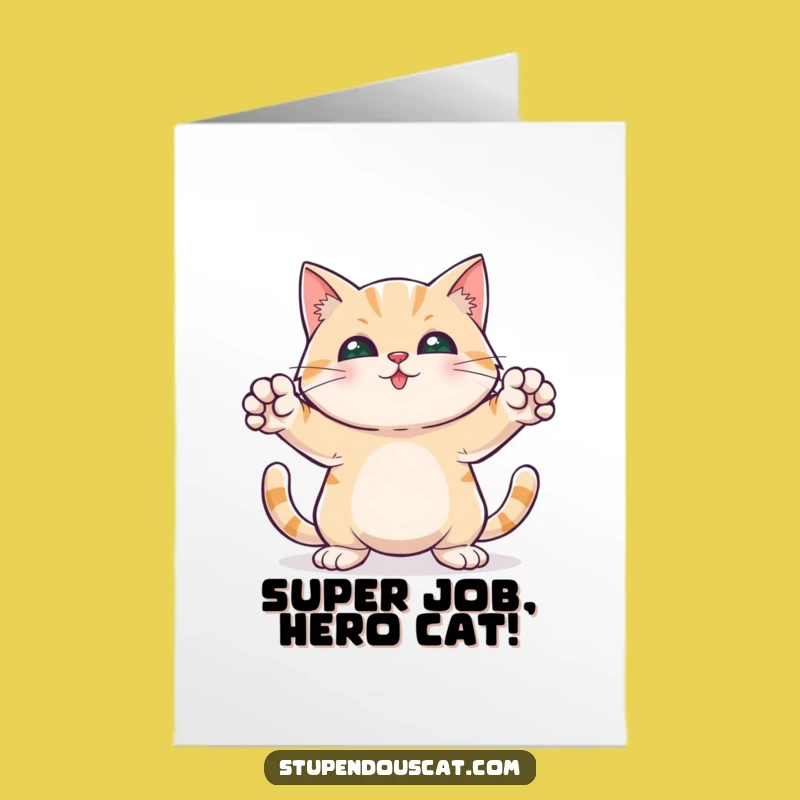 Free Printable Congrats Card: Brave Cat pose, amazing downloadable gift!