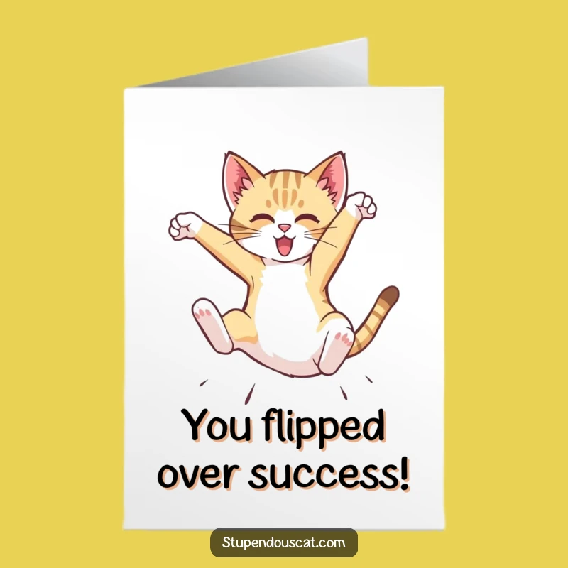Free Printable Congrats Card: Cat Cub Flip Funny Downloadable Gift