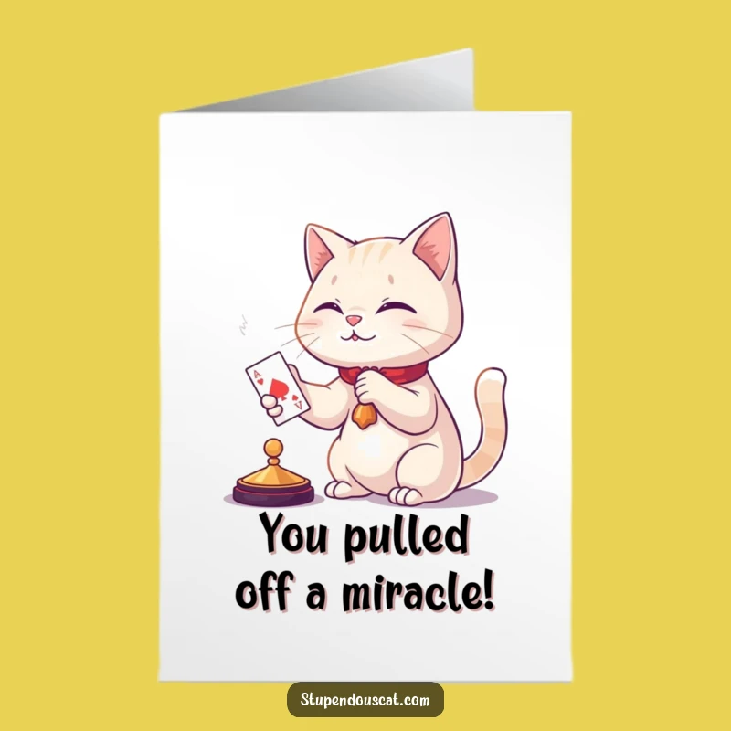 Free Printable Card: Cat Magician Says Congrats! Funny Downloadable Gift