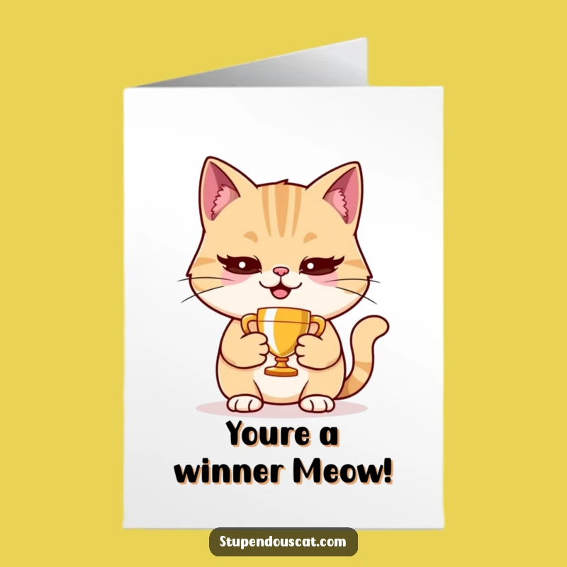 Free Printable Congrats Card Smug Cat Trophy Humorous Downloadable