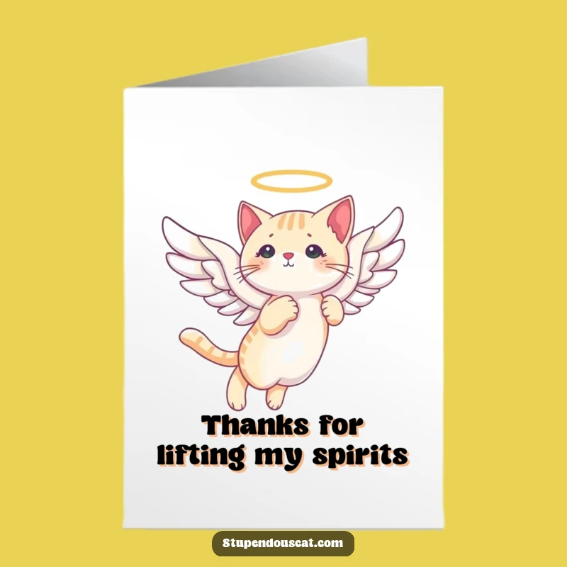 Free Printable Thank You Card: Angelic Cat Thanks - Funny Downloadable Gift