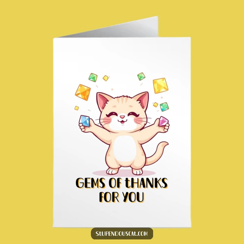 Free Printable Thank You Card: Juggling Cat Shows Appreciation - Downloadable Gift