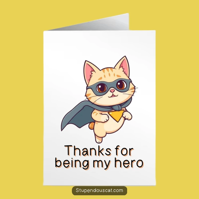 Free Printable Thank You Card: Superhero Cat Saves the Day with Gratitude!