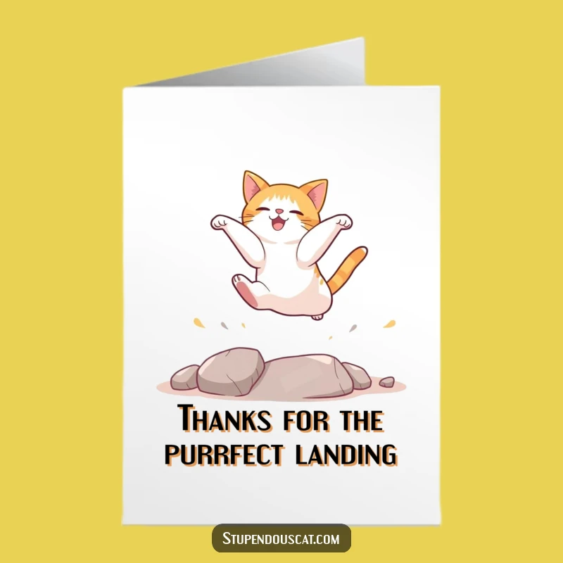 Free Printable Cat Thank You Card Download: Graceful Landing Humor