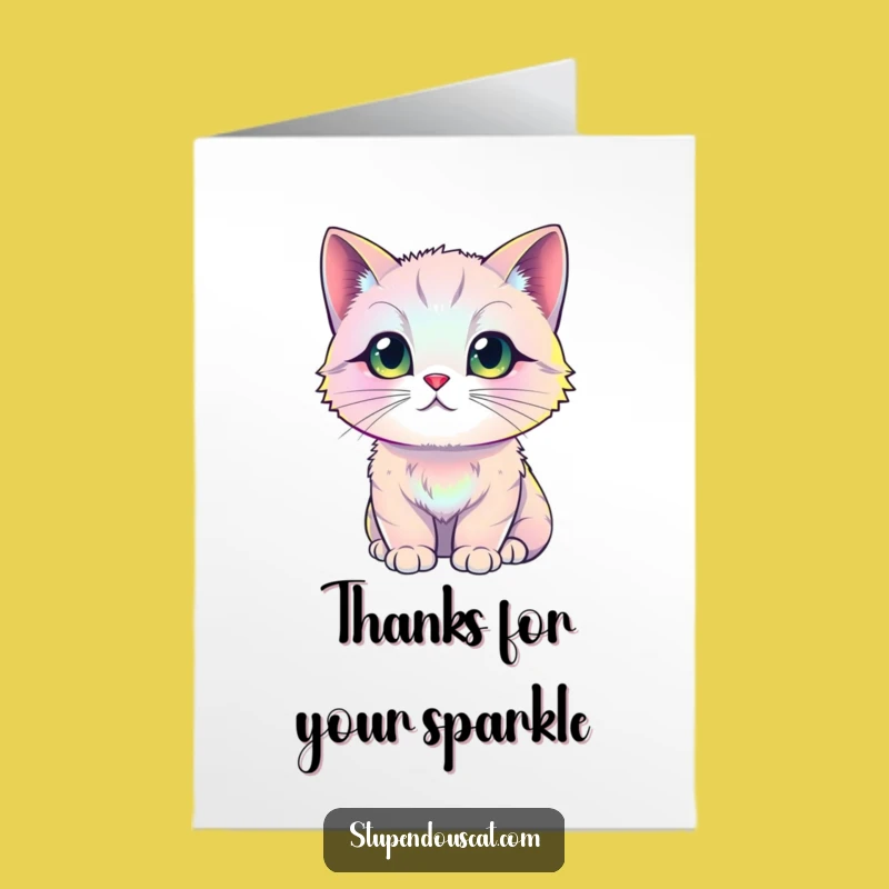 Free Printable Thank You Card: Iridescent Cat Shows Gratitude - Downloadable