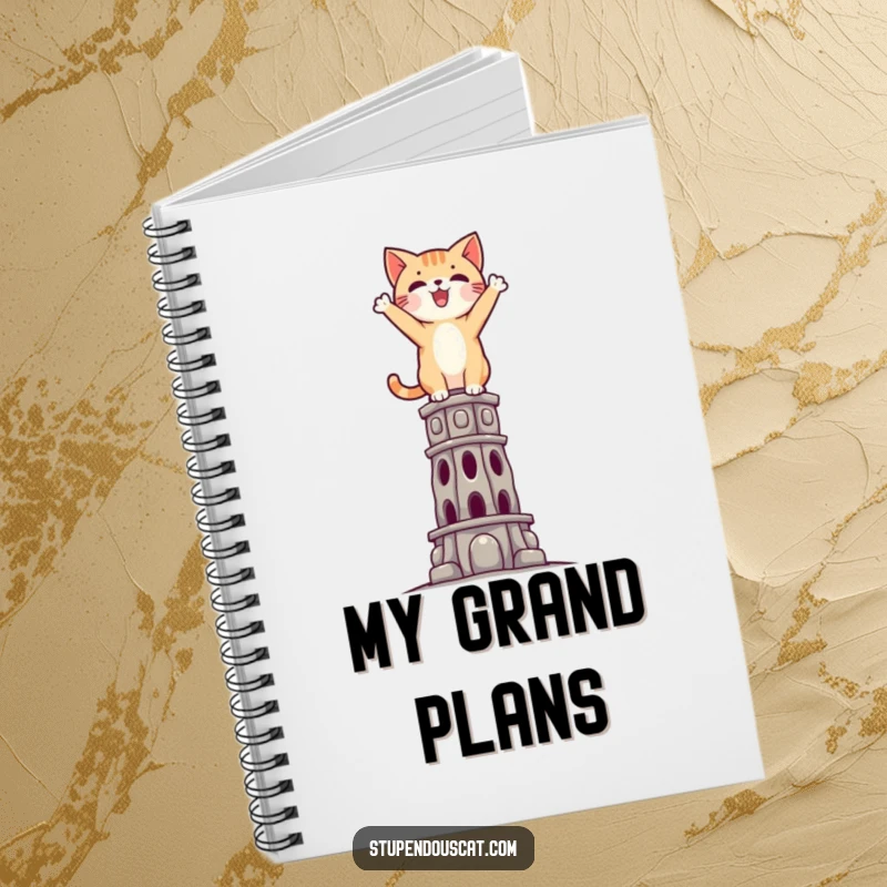 Funny Triumphant Cat Notebook: A journal featuring a victorious cat standing atop a tall, impossible structure.