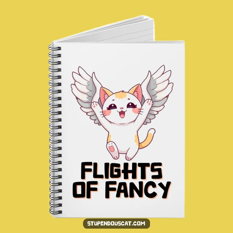 Funny Triumphant Winged Cat Notebook: Flight of Ideas, Ideal Funny Gift!