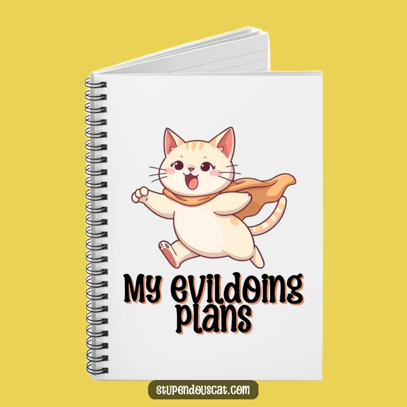 Funny Determined Cat Notebook - Leaping Hero Lined Pages, Hilarious Gift Idea