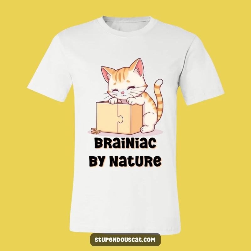 Funny Clever Cat Puzzle T-Shirt - Comical Intelligent Feline Tee