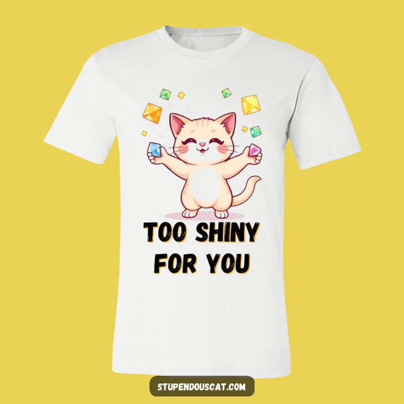 Funny Cat Juggling Gems T-Shirt: Effortless Style - Hilarious Gift for Jewel Lovers