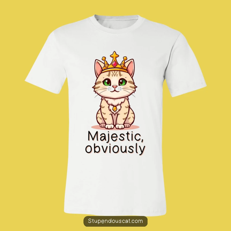 Funny Regal Cat T-Shirt: Royal Crown Confidence, Survey Your Domain Tee