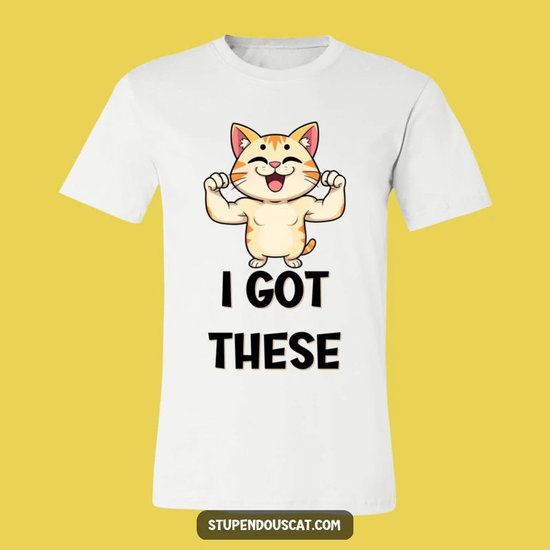 Funny Strong Cat Flex T-Shirt - Proud Grin Muscle Tee