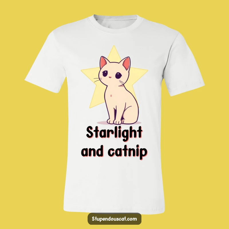 Funny Star Cat T-Shirt - Silhouette Glow, Hilarious Celestial Tee Gift