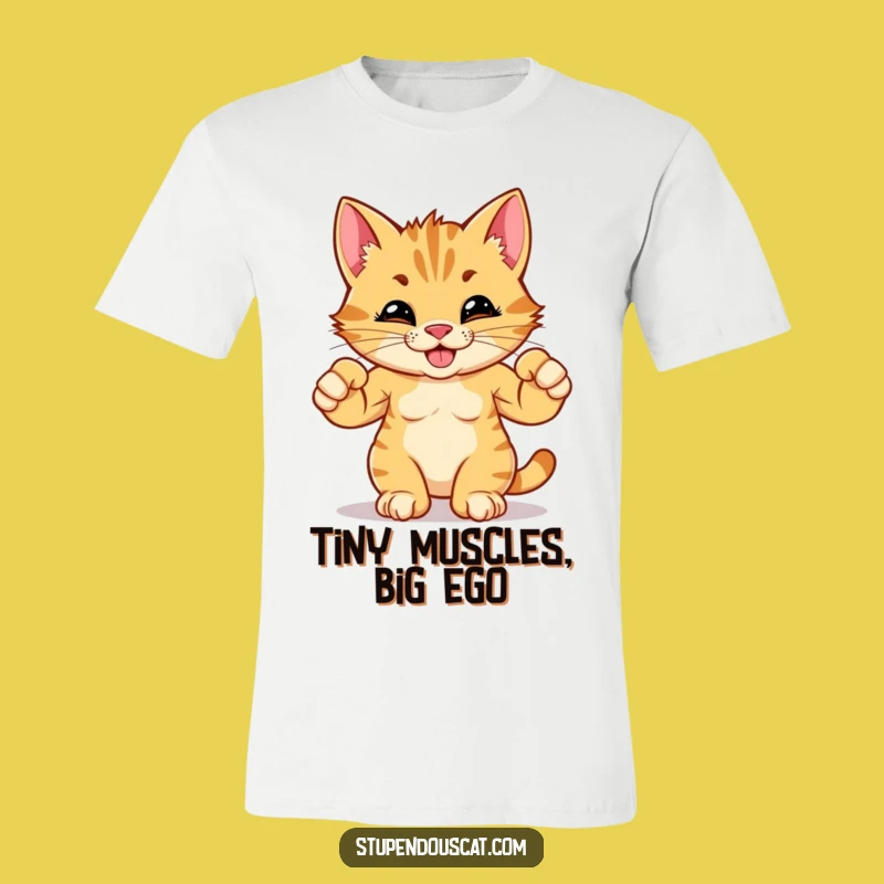 Funny Strong Cat Cub Flexing Muscles T-Shirt - Hilarious Gift for Awesome People