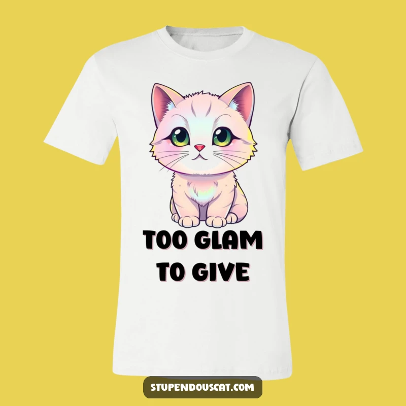 Funny Iridescent Cat T-Shirt: Shimmering Fur Design - Gift for Fashionistas
