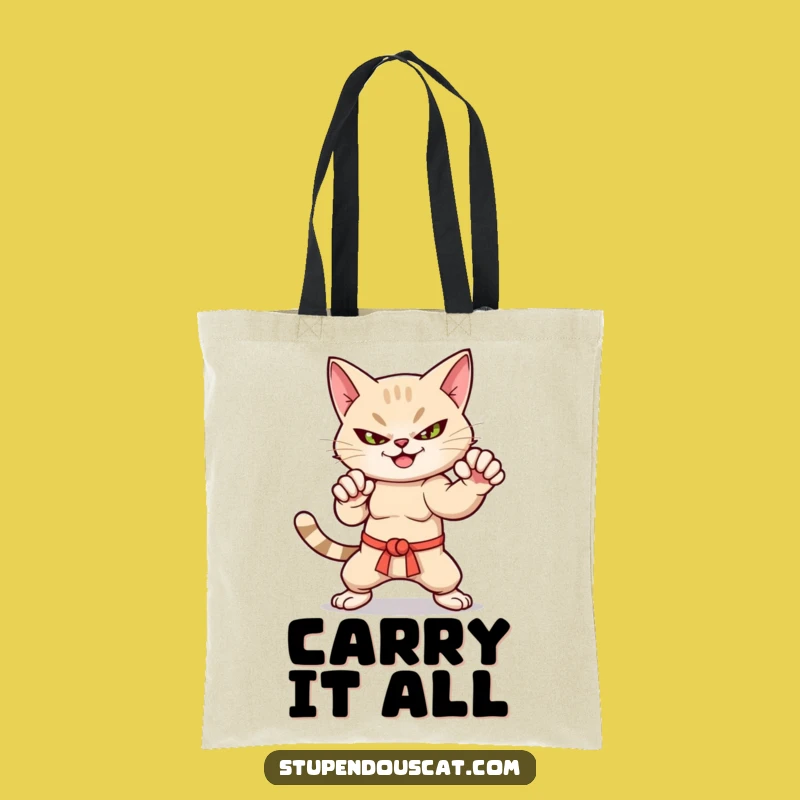 Funny Martial Arts Cat Tote Bag - Carry Your Discipline with Style