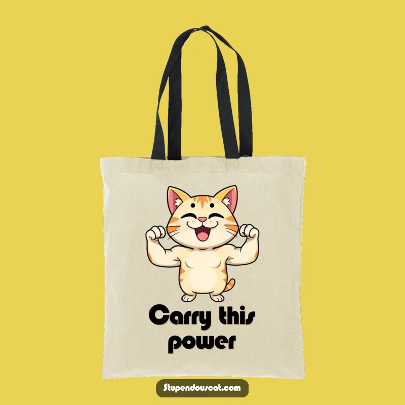 Funny Strong Cat Flex Tote Bag - Carry Your Strength Proudly