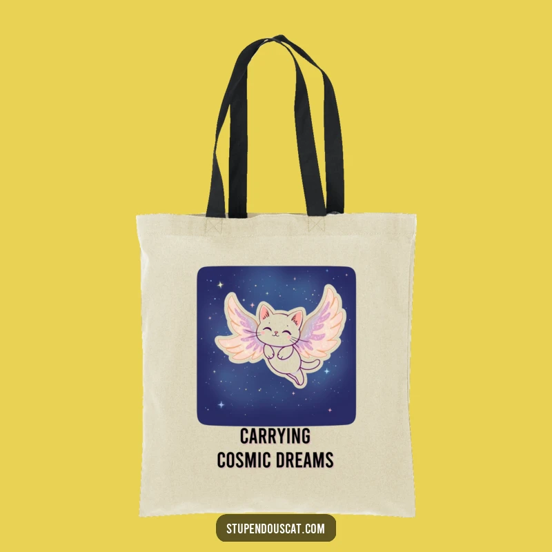 Funny Stardust Cat Tote Bag: Magical Carry-All for Dreamers Who Love the Night