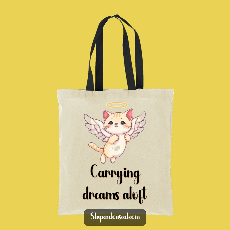 Funny Angelic Cat Wings Tote Bag: Carry Your Dreams with Grace