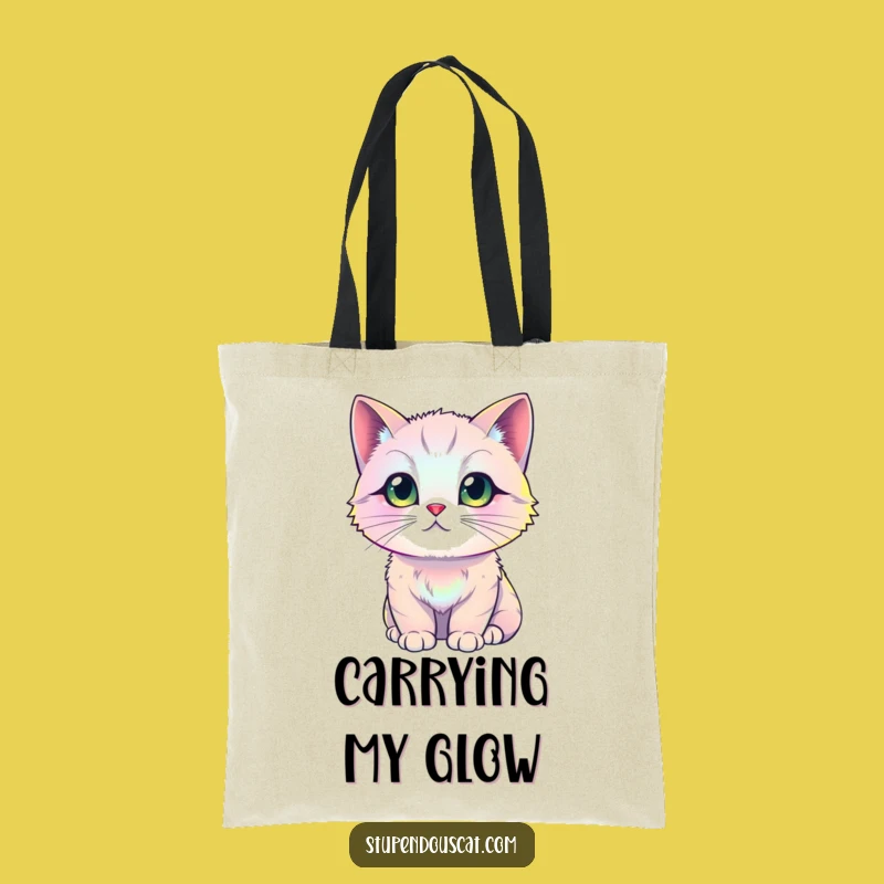 Funny Iridescent Cat Tote Bag: Shimmering Style - Carry Your Colors Gift