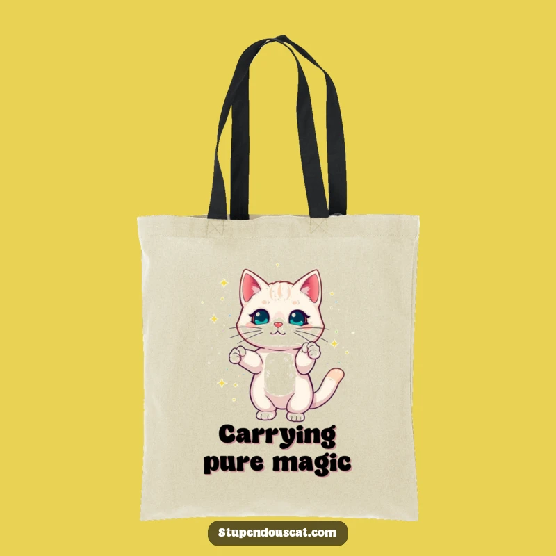 Magical Cat Sparkles Tote Bag - Dazzling Feline Carry-All Gift