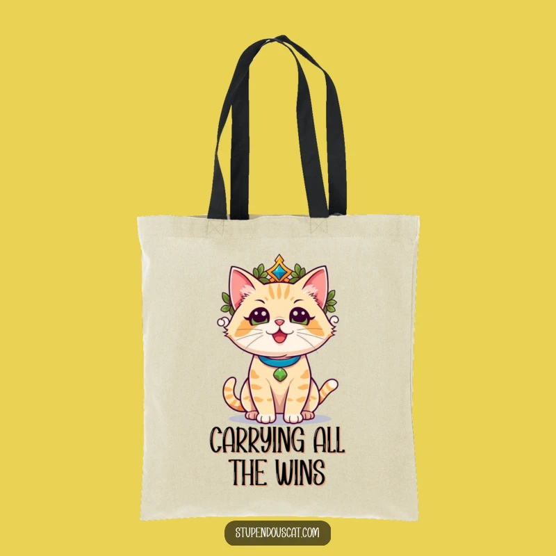 Funny Champion Cat Tote Bag - Stylish Triumphant Glory Carry-All Gift
