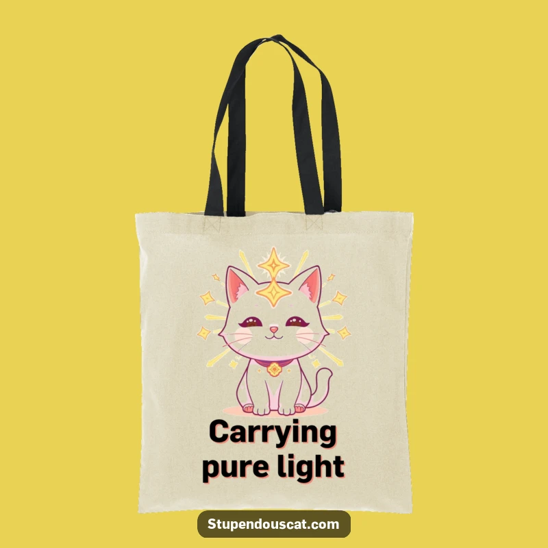 Funny Radiant Celestial Cat Tote Bag: Carry Your Glow, Great Gift!