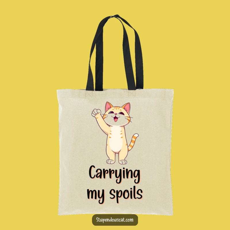 Triumphant Cat Paw Tote Bag - Admirable Feline Victory Carry-All Gift